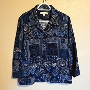 Appleseed's Navy & Denim Blue Patterned Blazer Jacket